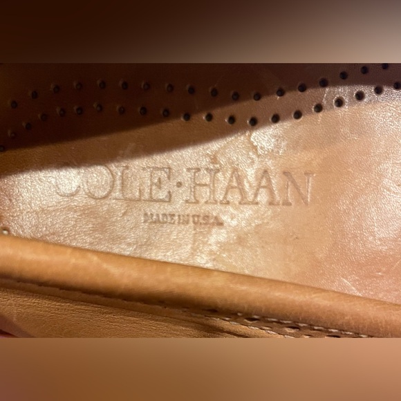 Cole Haan men’s Fringed tan loafers, size 10.5 M, wood heels - Picture 8 of 9
